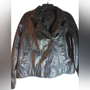 faux Leather Jacket Mens Black Size XL Full Zip Moto Fall Bikercore